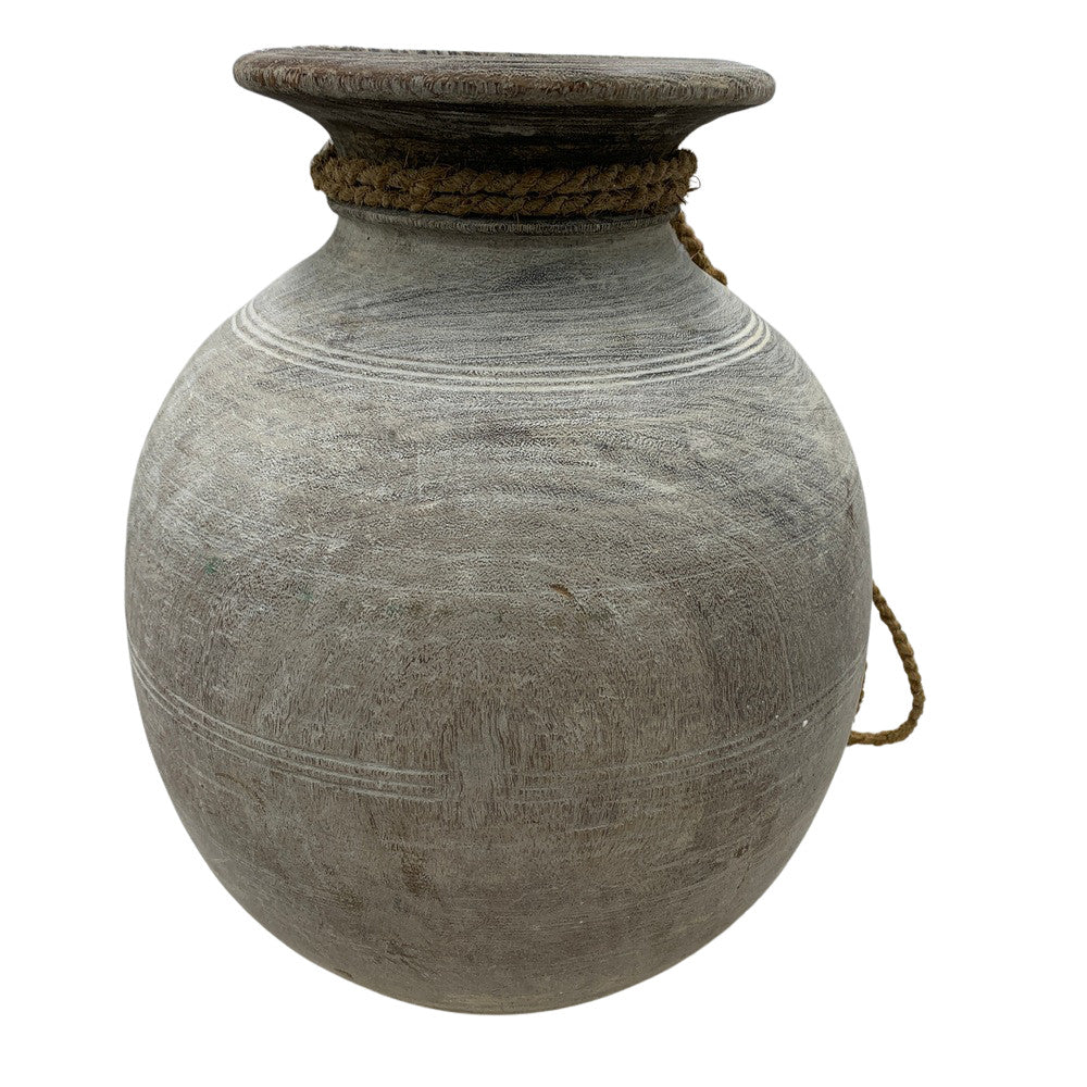 Vintage Round Wooden Vessel - Berbere Imports