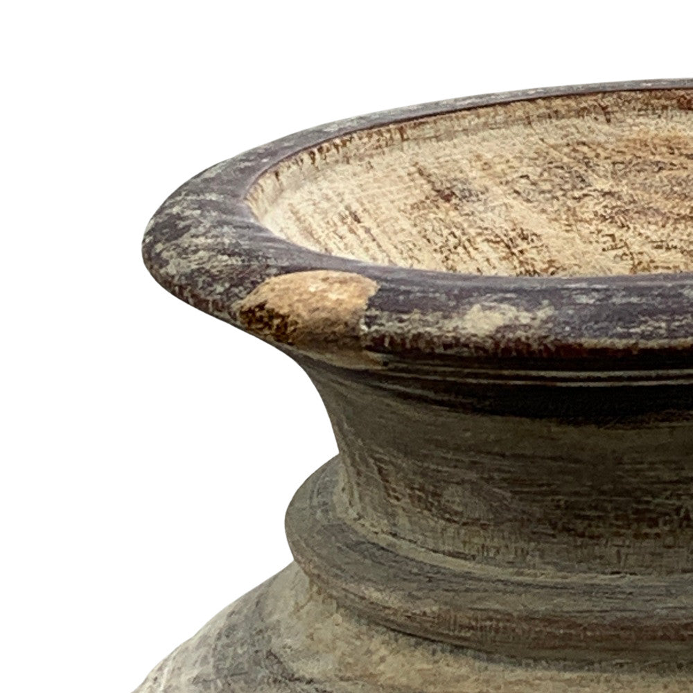 Vintage Round Wooden Vessel - Berbere Imports