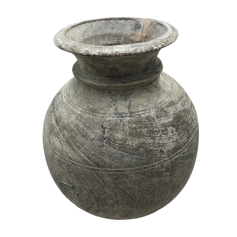 Vintage Round Wooden Vessel - Berbere Imports