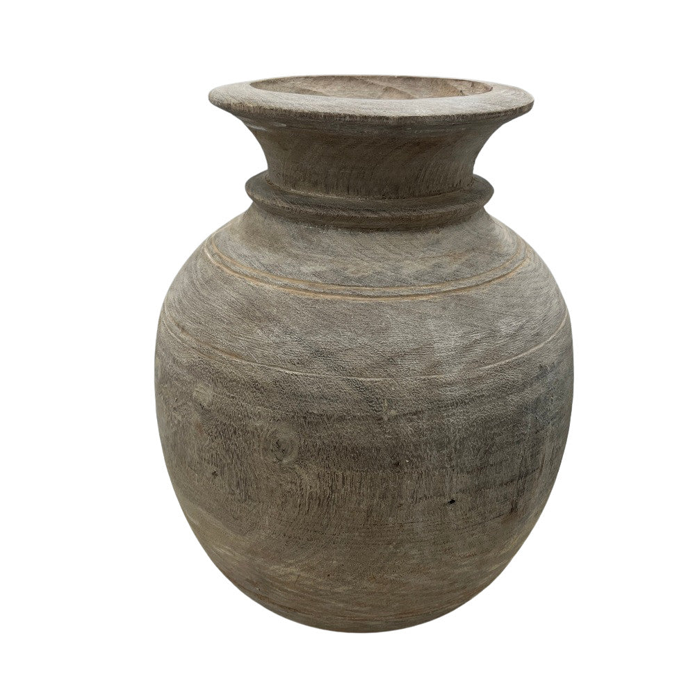 Vintage Round Wooden Vessel - Berbere Imports