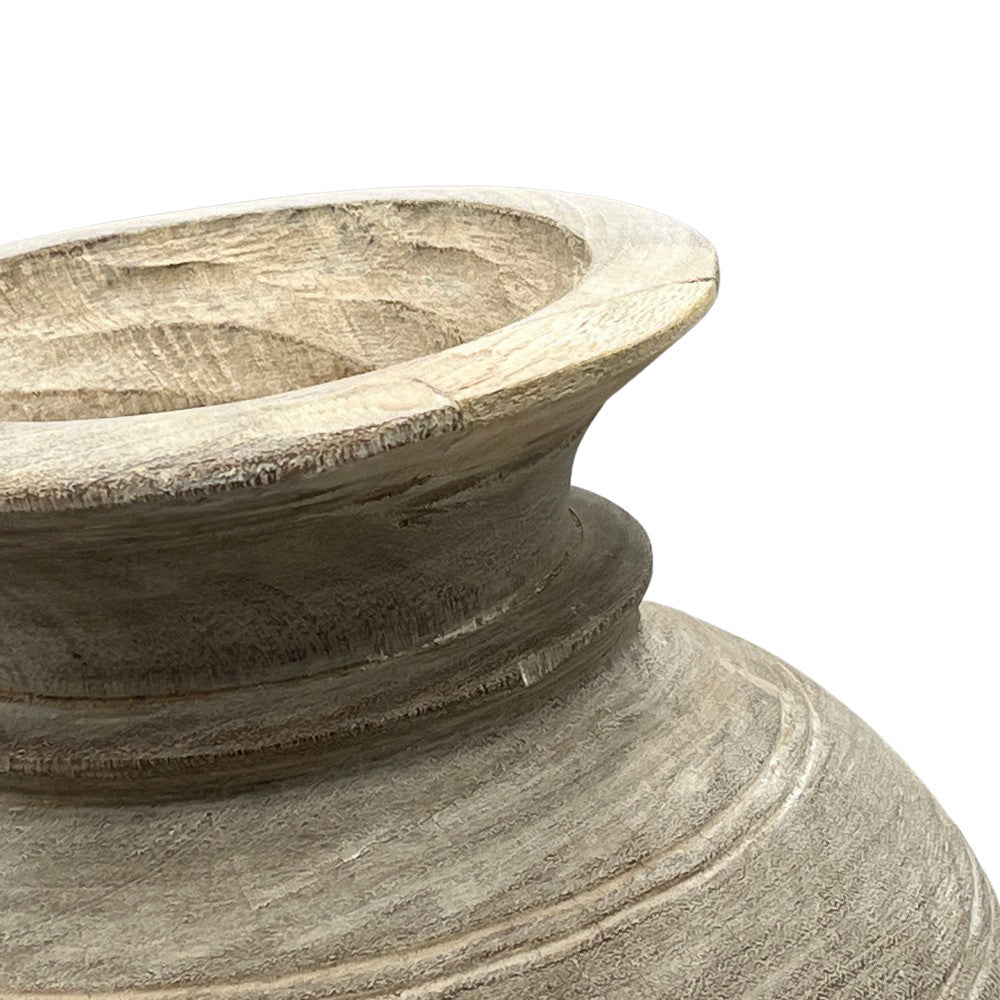 Vintage Round Wooden Vessel - Berbere Imports