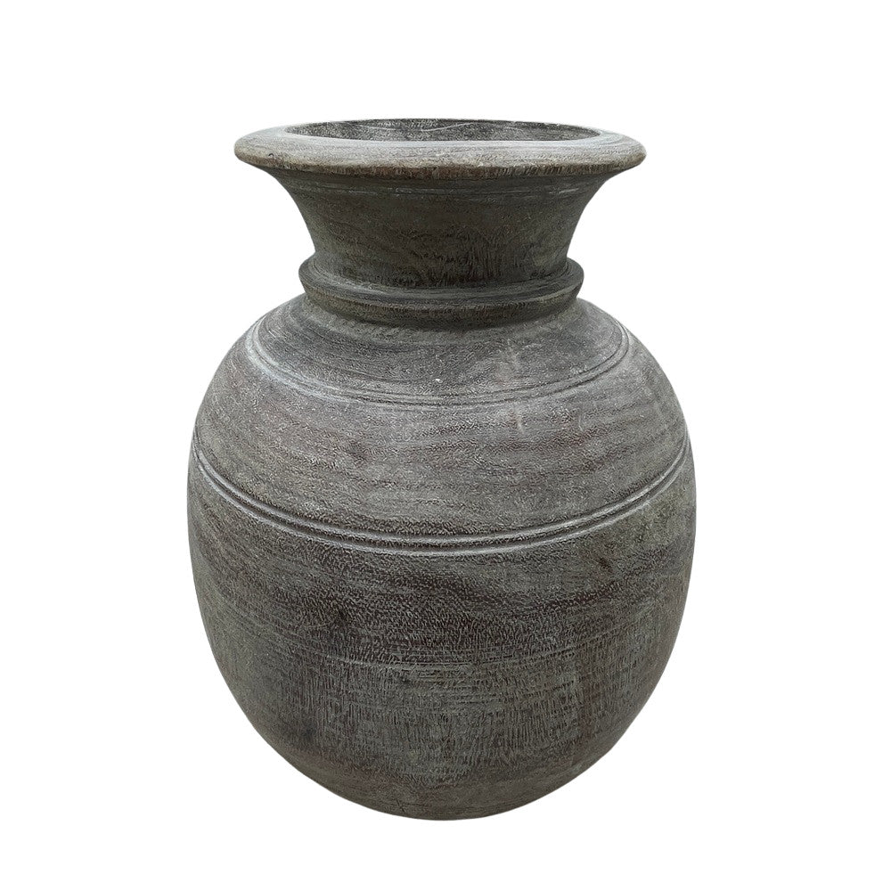 Vintage Round Wooden Vessel - Berbere Imports