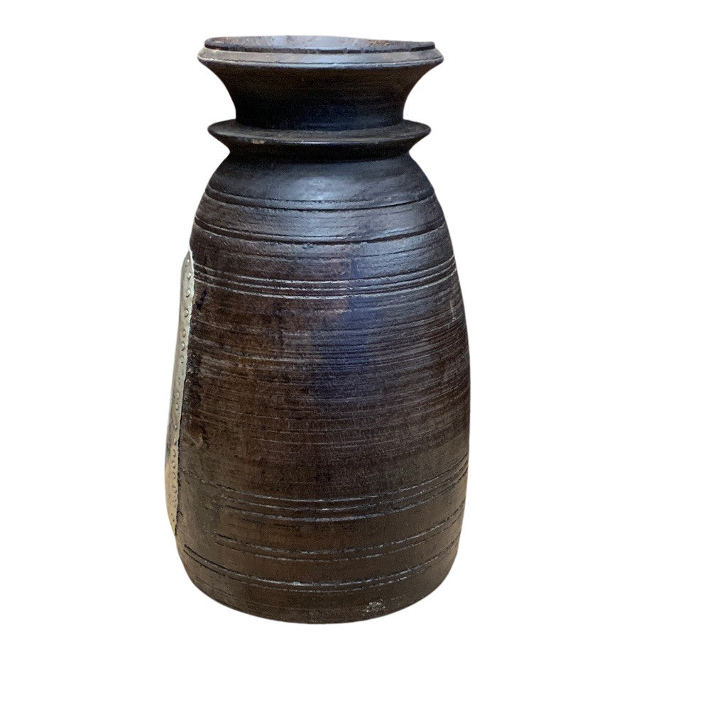 Vintage Indian Wooden Milk Pot - Berbere Imports