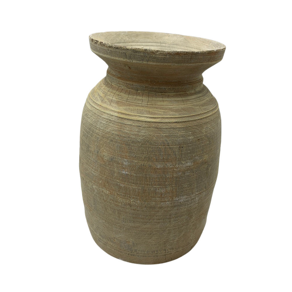 Vintage Indian Wooden Milk Pot - Berbere Imports