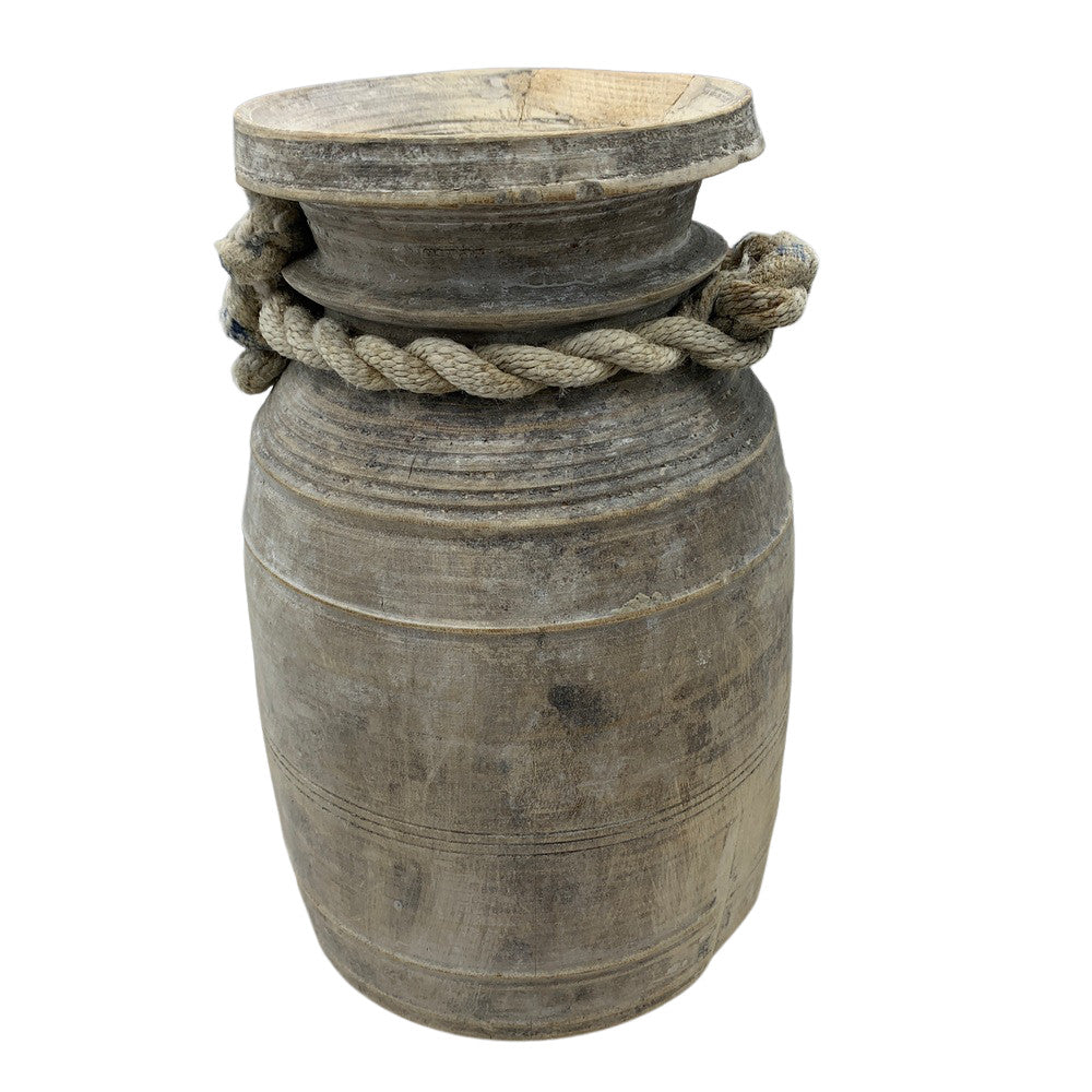 Vintage Indian Wooden Milk Pot - Berbere Imports