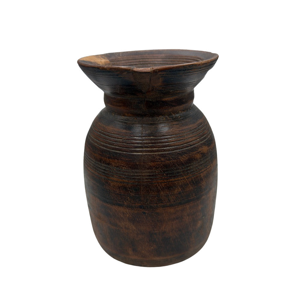 Vintage Indian Wooden Milk Pot - Berbere Imports