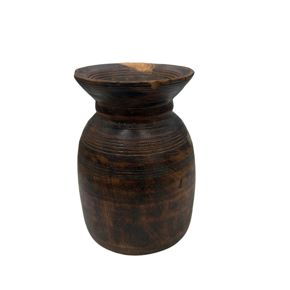 Vintage Indian Wooden Milk Pot - Berbere Imports