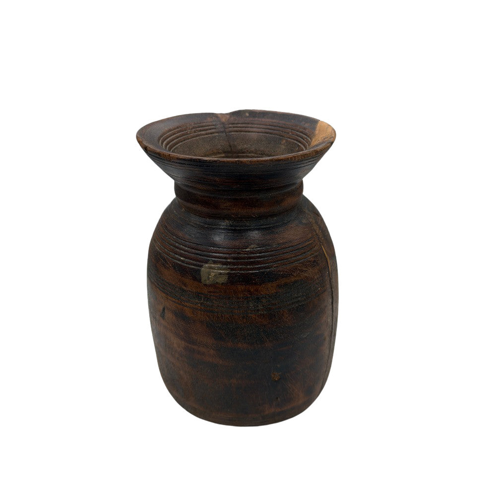 Vintage Indian Wooden Milk Pot - Berbere Imports