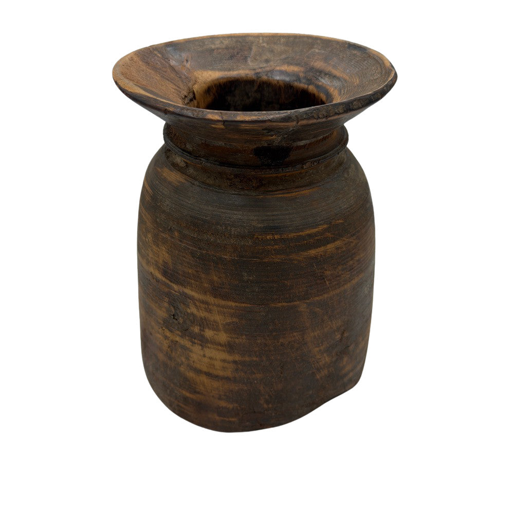 Vintage Indian Wooden Milk Pot - Berbere Imports