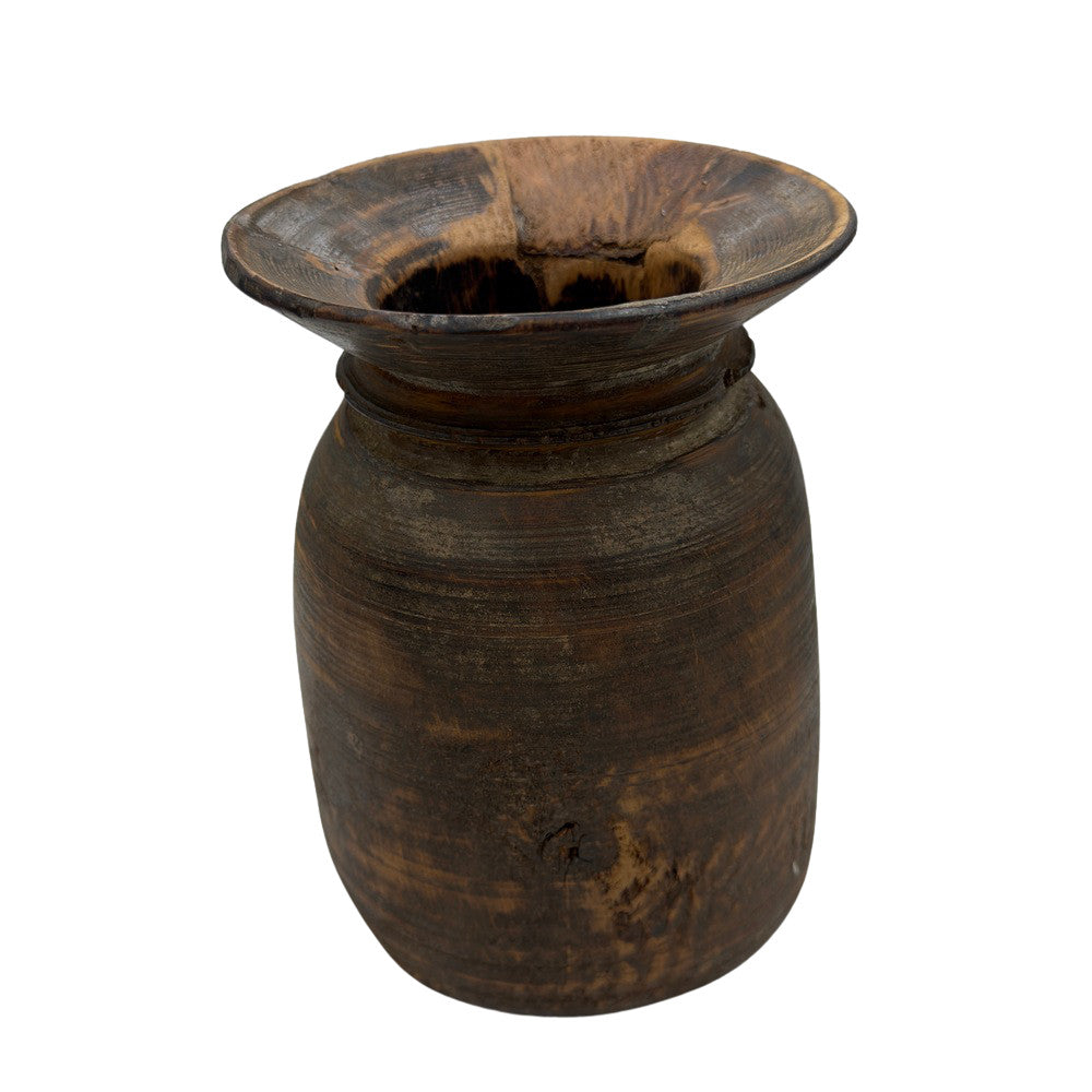 Vintage Indian Wooden Milk Pot - Berbere Imports