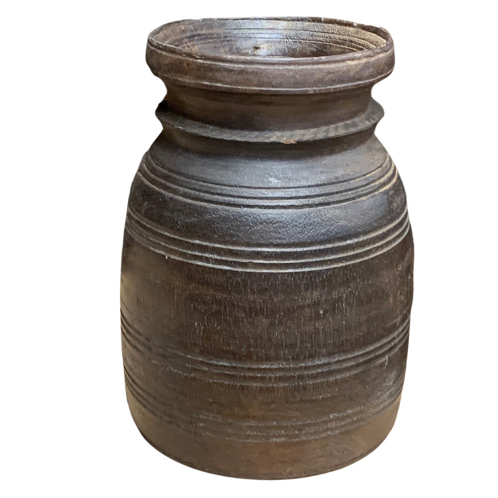 Vintage Indian Wooden Milk Pot - Berbere Imports