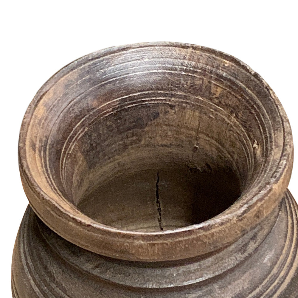 Vintage Indian Wooden Milk Pot - Berbere Imports