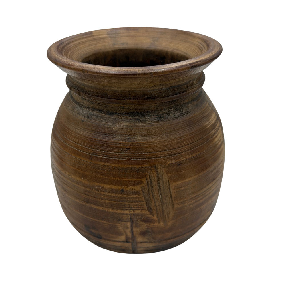 Vintage Indian Wooden Milk Pot - Berbere Imports