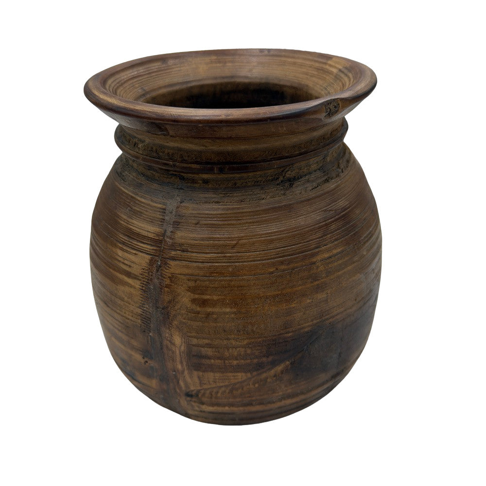 Vintage Indian Wooden Milk Pot - Berbere Imports