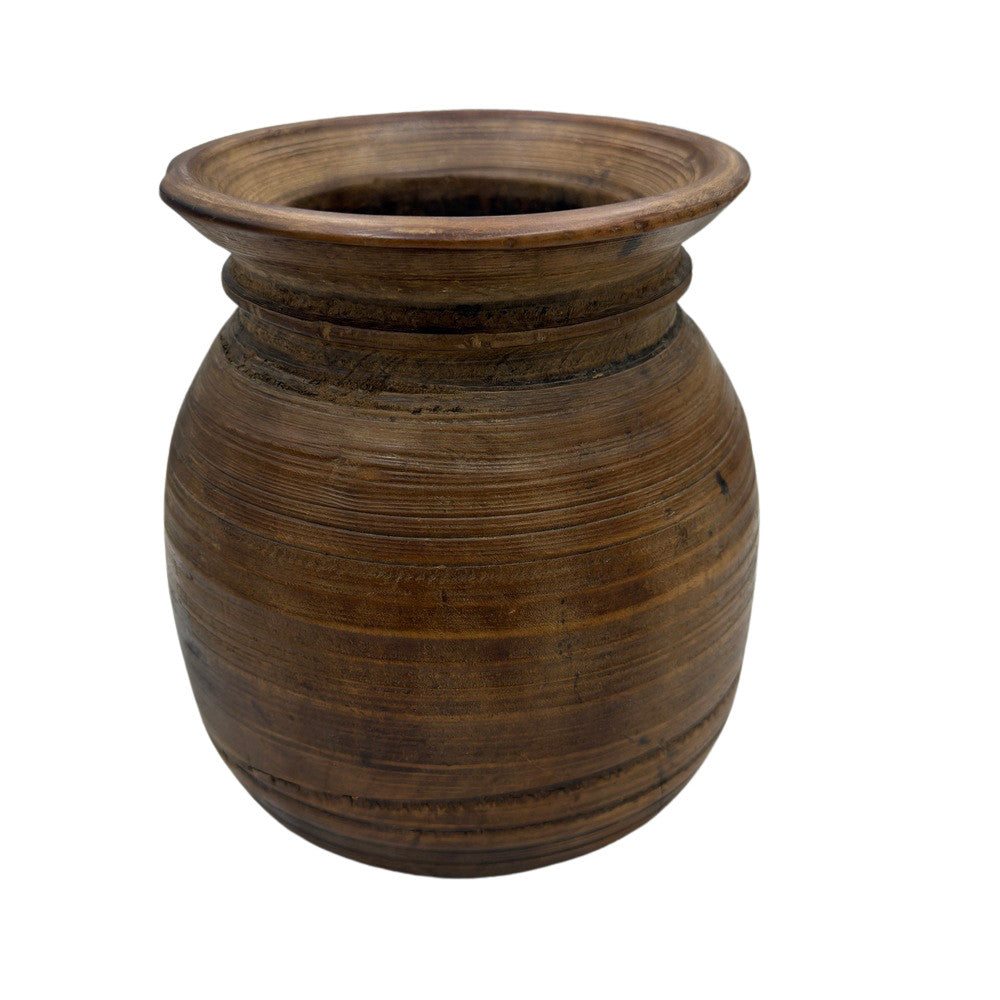 Vintage Indian Wooden Milk Pot - Berbere Imports