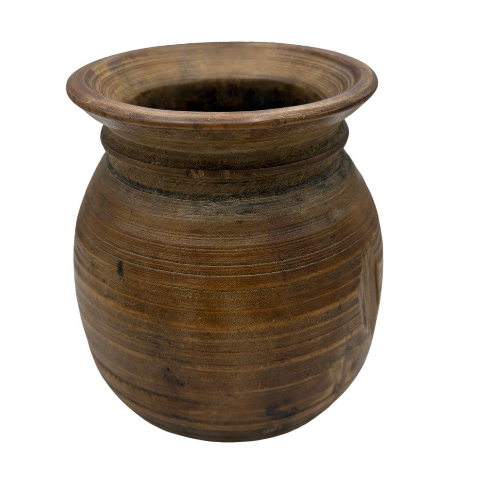 Vintage Indian Wooden Milk Pot - Berbere Imports