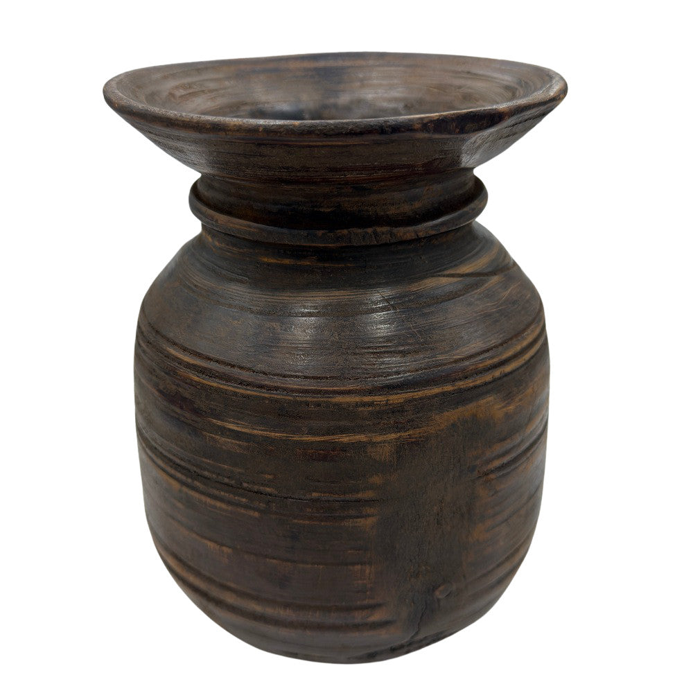 Vintage Indian Wooden Milk Pot - Berbere Imports