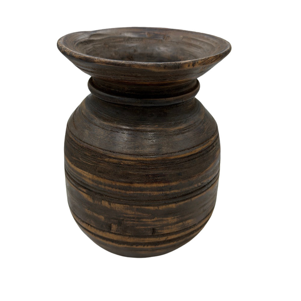 Vintage Indian Wooden Milk Pot - Berbere Imports