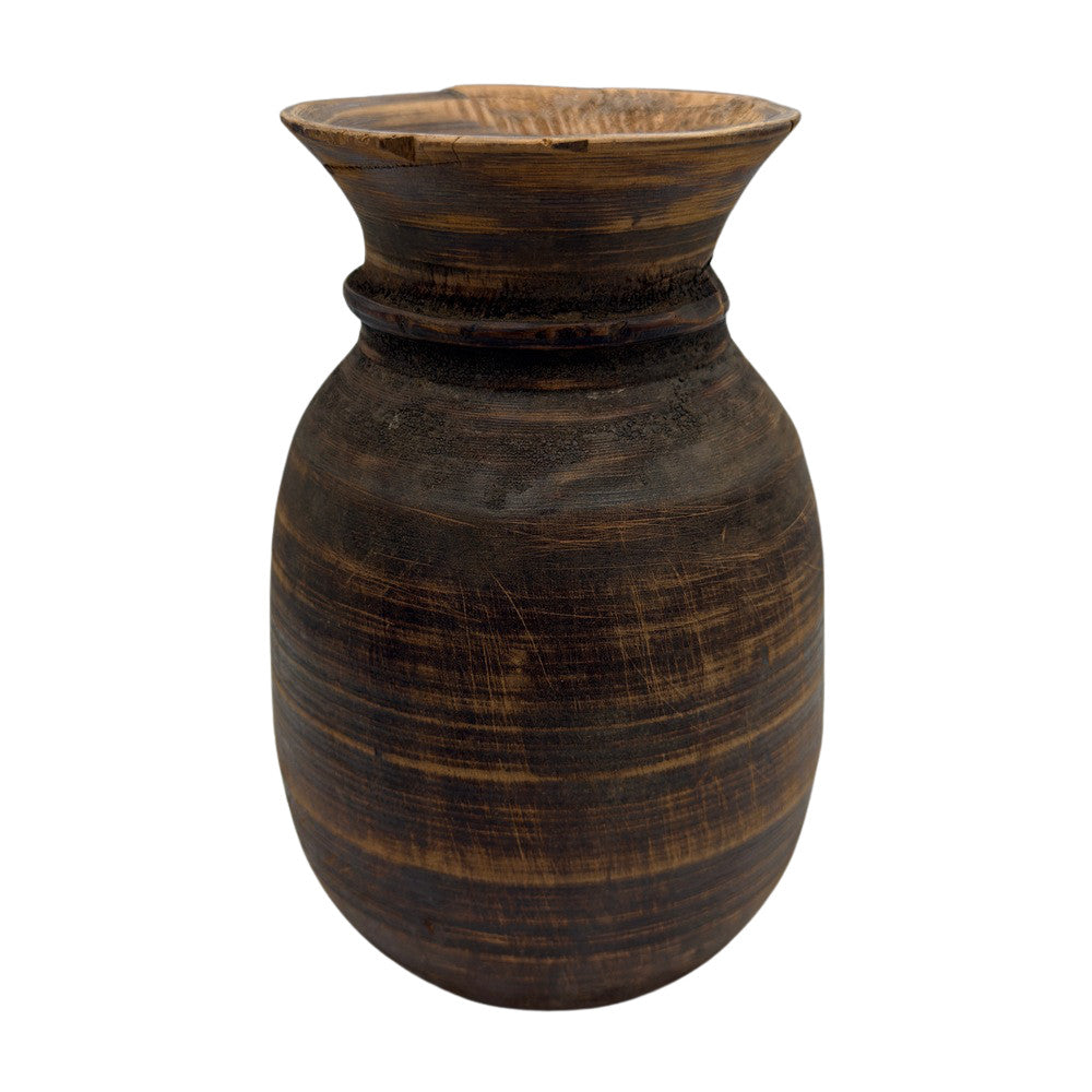 Vintage Indian Wooden Milk Pot - Berbere Imports