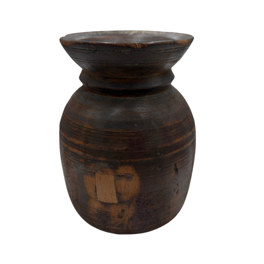 Vintage Indian Wooden Milk Pot - Berbere Imports