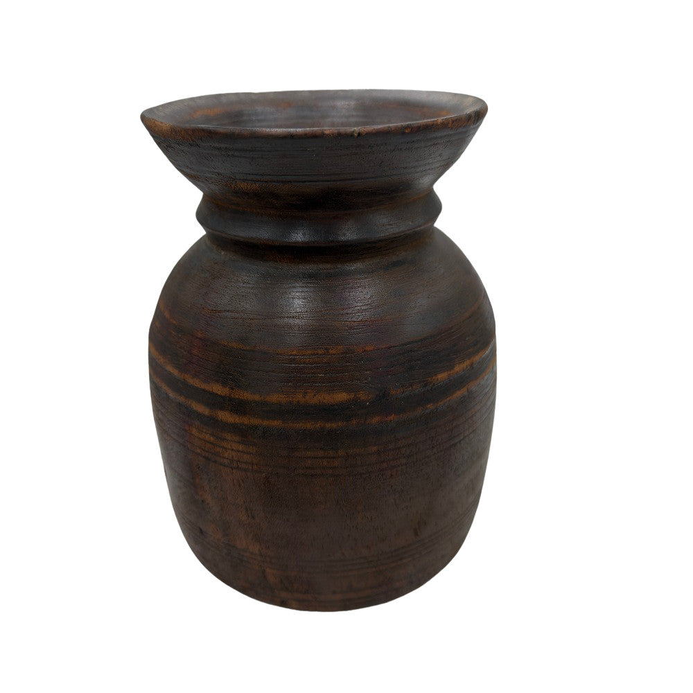 Vintage Indian Wooden Milk Pot - Berbere Imports