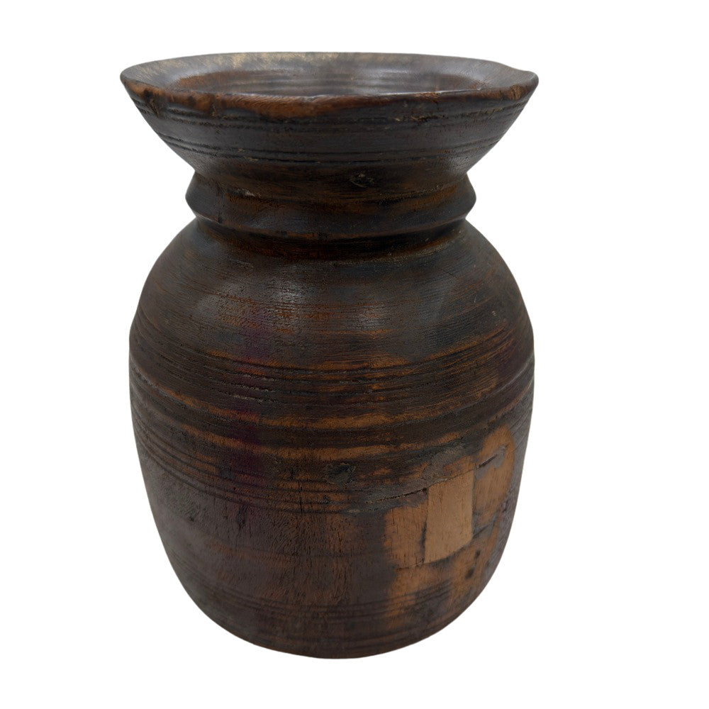 Vintage Indian Wooden Milk Pot - Berbere Imports