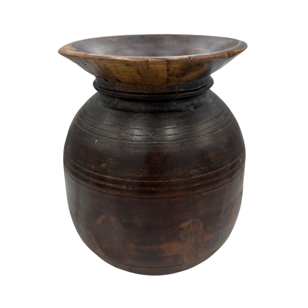 Vintage Indian Wooden Milk Pot - Berbere Imports