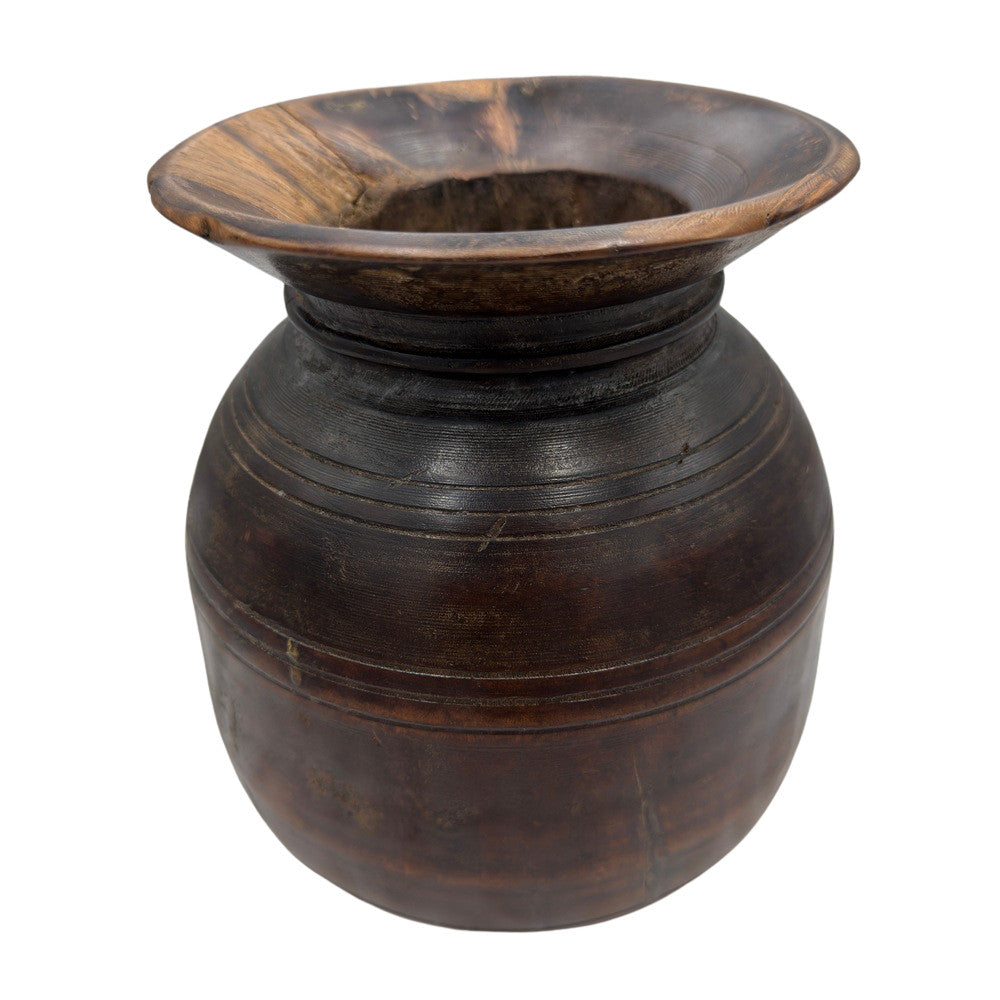 Vintage Indian Wooden Milk Pot - Berbere Imports