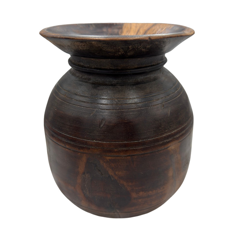 Vintage Indian Wooden Milk Pot - Berbere Imports