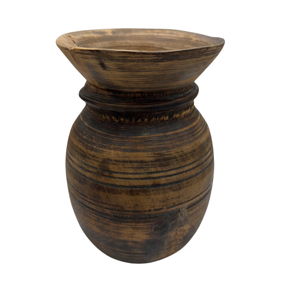 Vintage Indian Wooden Milk Pot - Berbere Imports