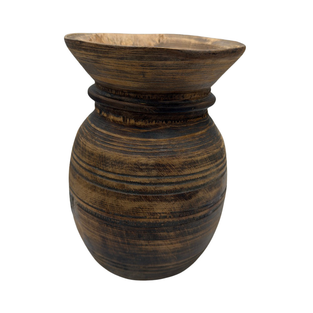 Vintage Indian Wooden Milk Pot - Berbere Imports