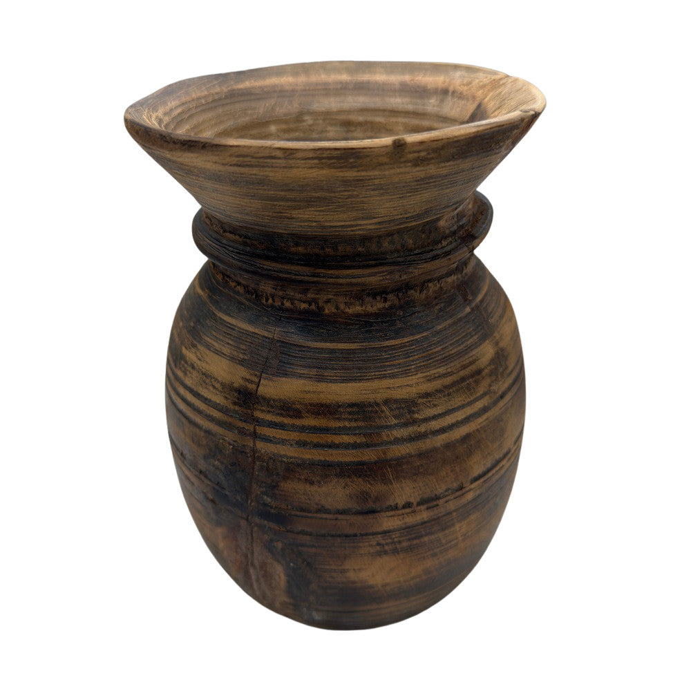 Vintage Indian Wooden Milk Pot - Berbere Imports