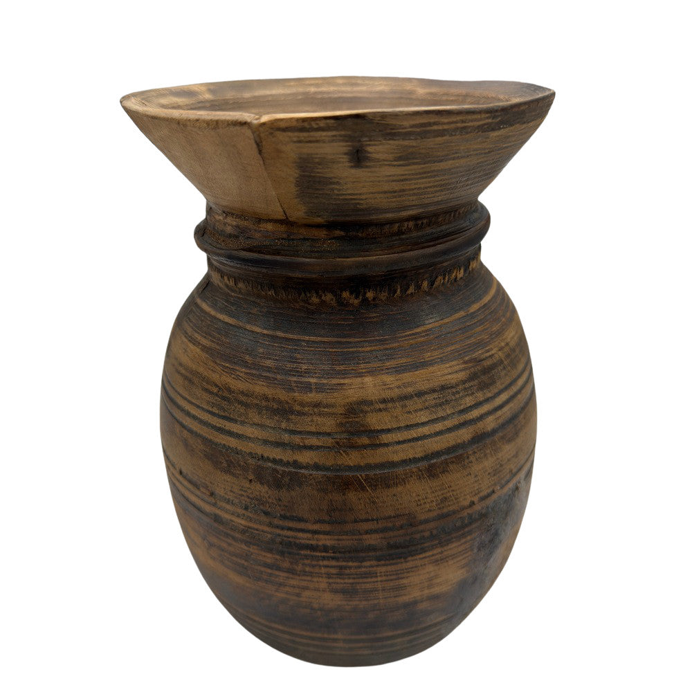 Vintage Indian Wooden Milk Pot - Berbere Imports