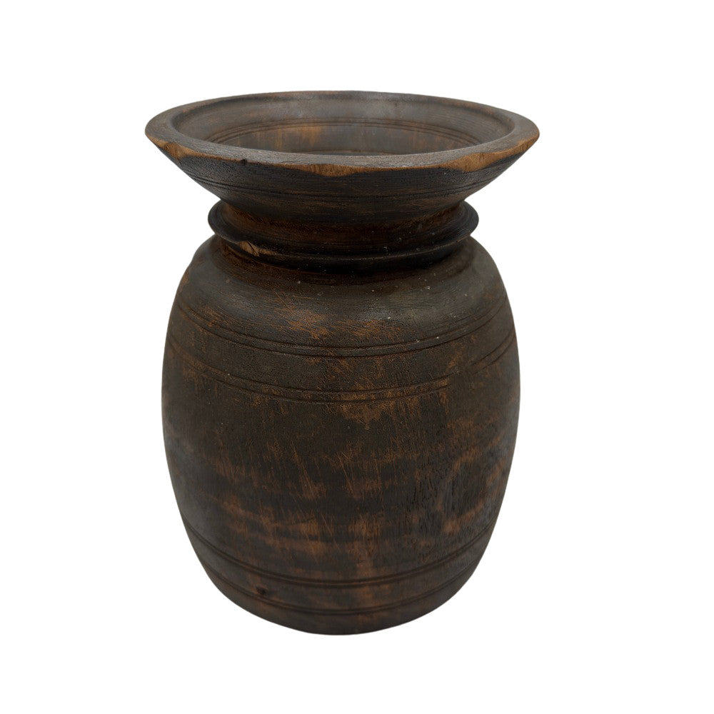 Vintage Indian Wooden Milk Pot - Berbere Imports