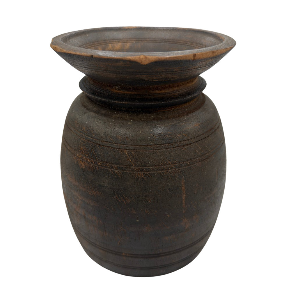 Vintage Indian Wooden Milk Pot - Berbere Imports