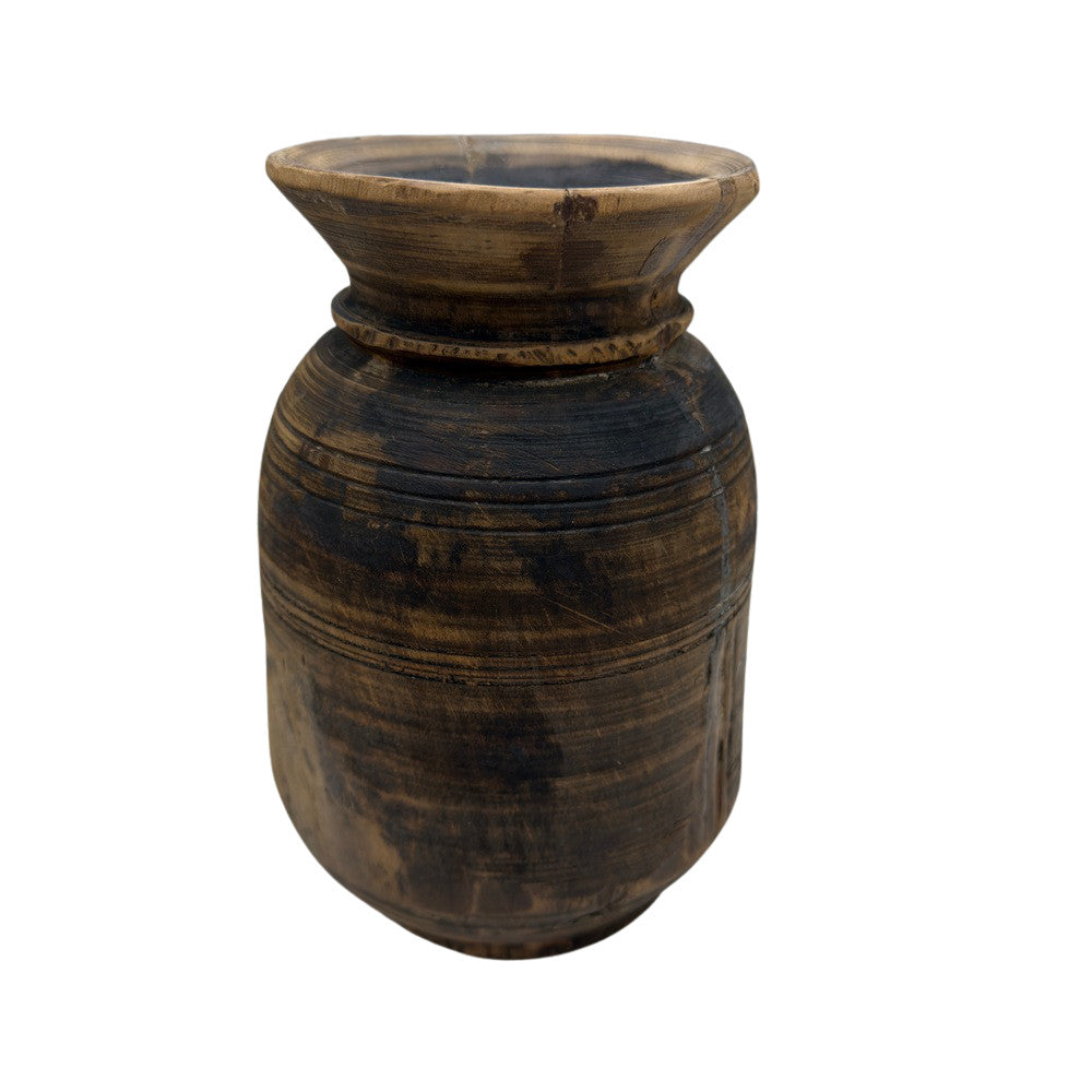 Vintage Indian Wooden Milk Pot - Berbere Imports