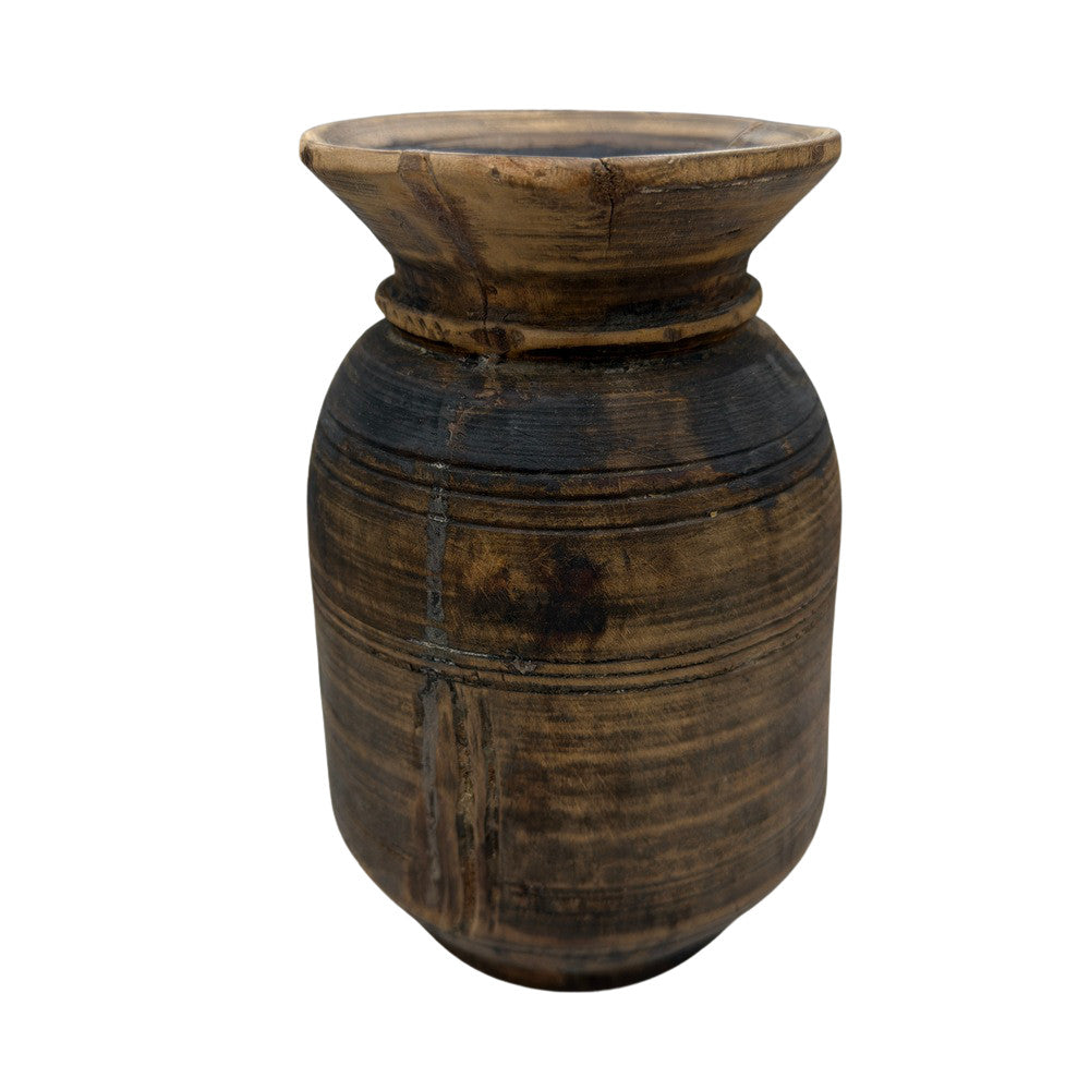 Vintage Indian Wooden Milk Pot - Berbere Imports