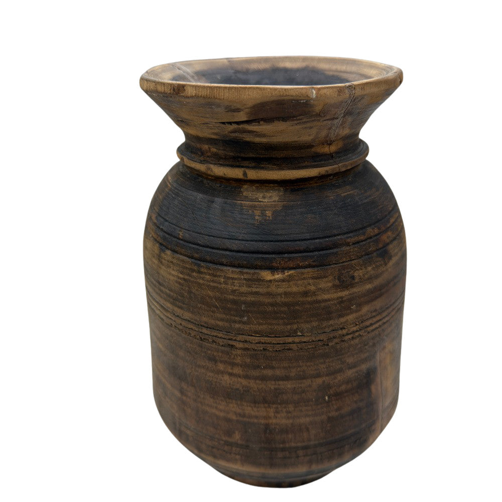 Vintage Indian Wooden Milk Pot - Berbere Imports