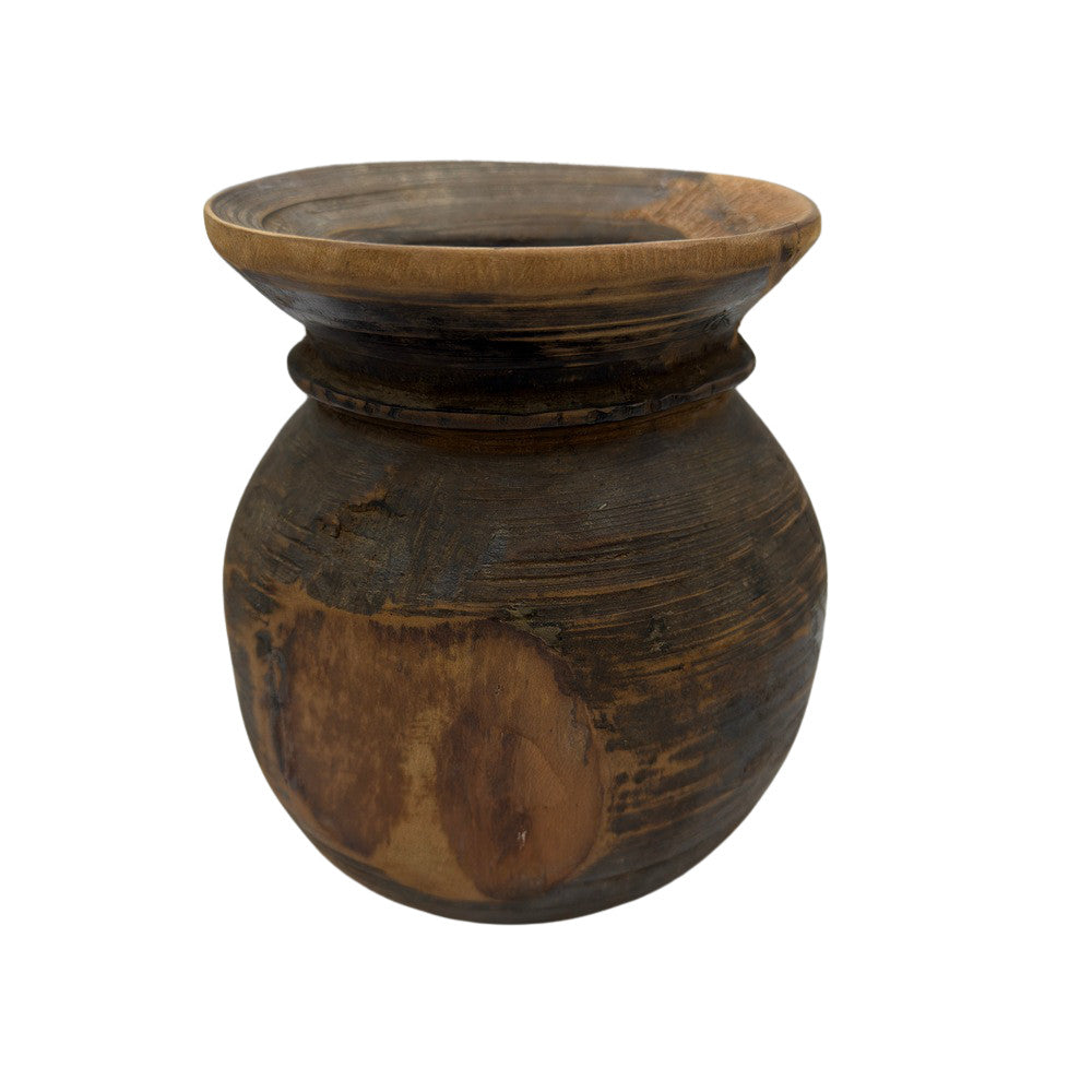 Vintage Indian Wooden Milk Pot - Berbere Imports