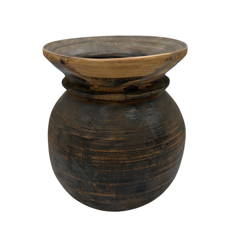 Vintage Indian Wooden Milk Pot - Berbere Imports