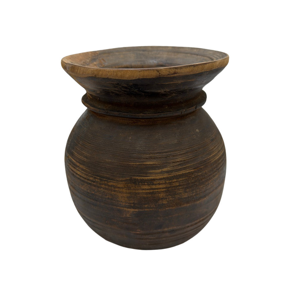 Vintage Indian Wooden Milk Pot - Berbere Imports