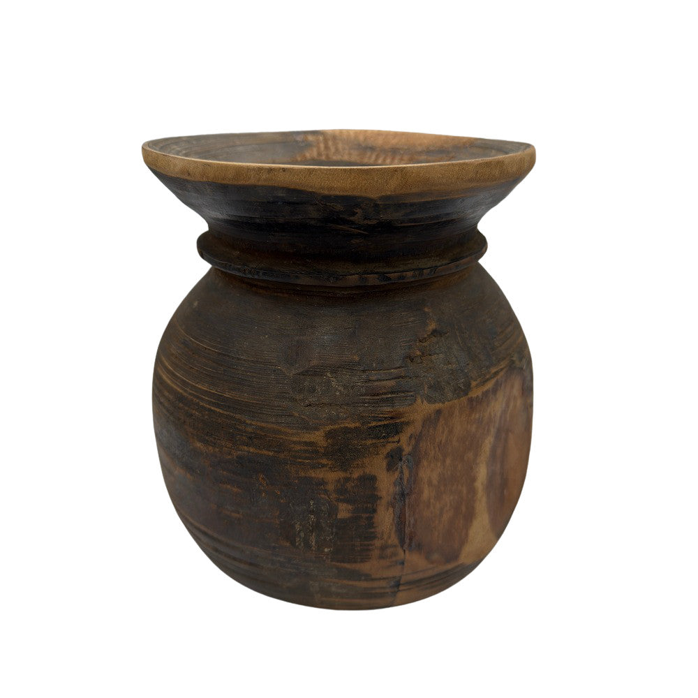 Vintage Indian Wooden Milk Pot - Berbere Imports