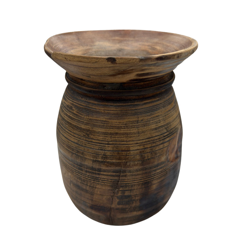 Vintage Indian Wooden Milk Pot - Berbere Imports