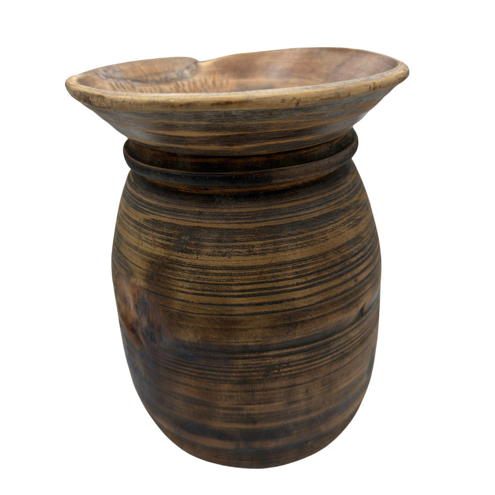 Vintage Indian Wooden Milk Pot - Berbere Imports