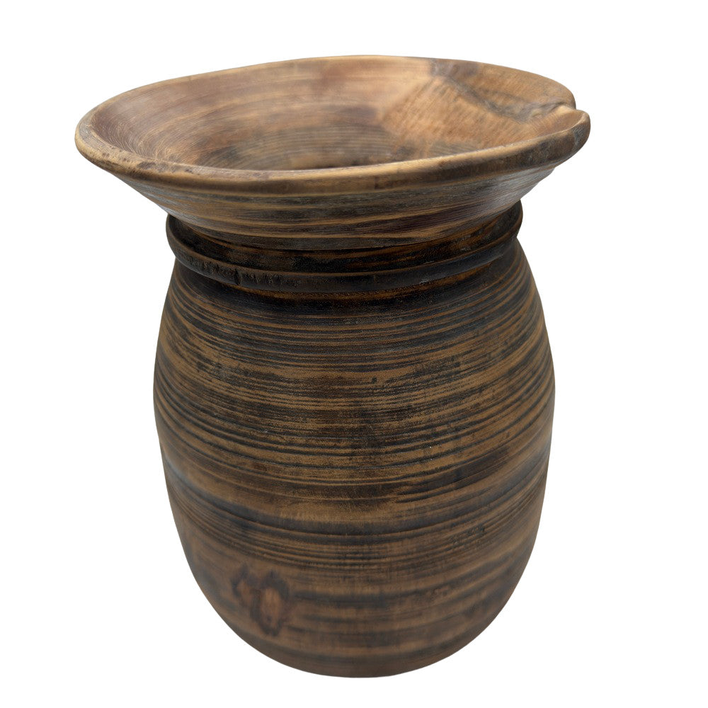 Vintage Indian Wooden Milk Pot - Berbere Imports