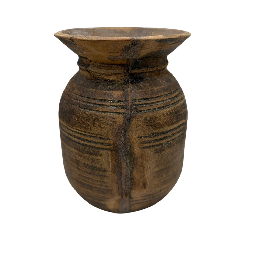 Vintage Indian Wooden Milk Pot - Berbere Imports