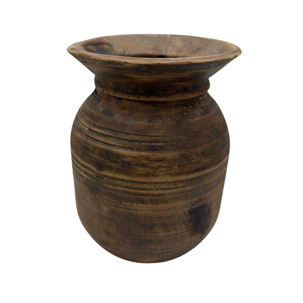 Vintage Indian Wooden Milk Pot - Berbere Imports