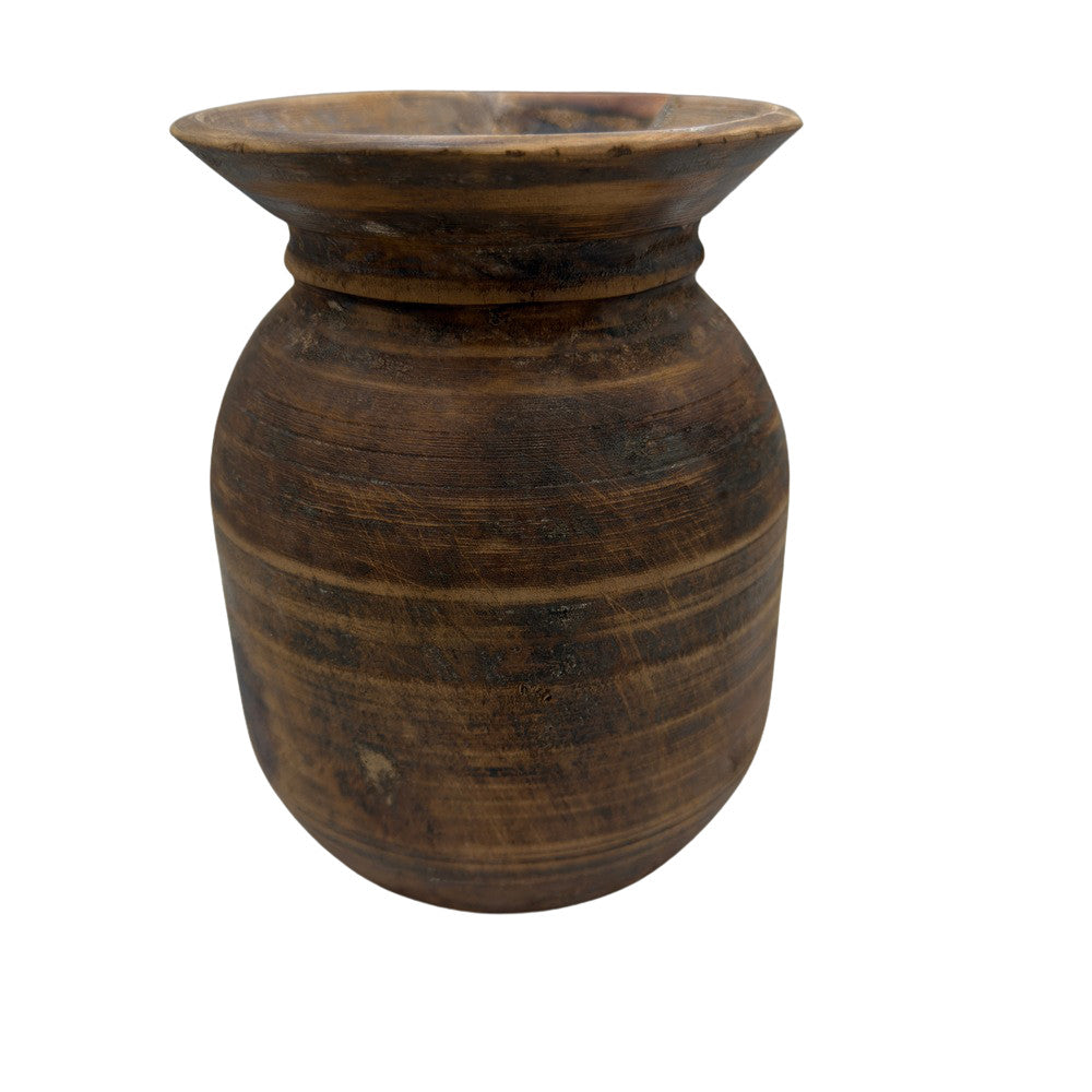 Vintage Indian Wooden Milk Pot - Berbere Imports