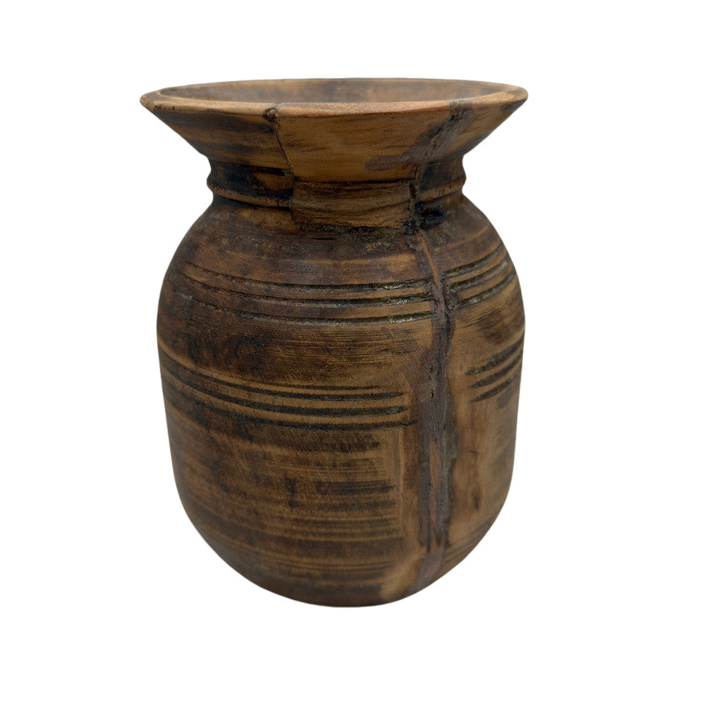 Vintage Indian Wooden Milk Pot - Berbere Imports