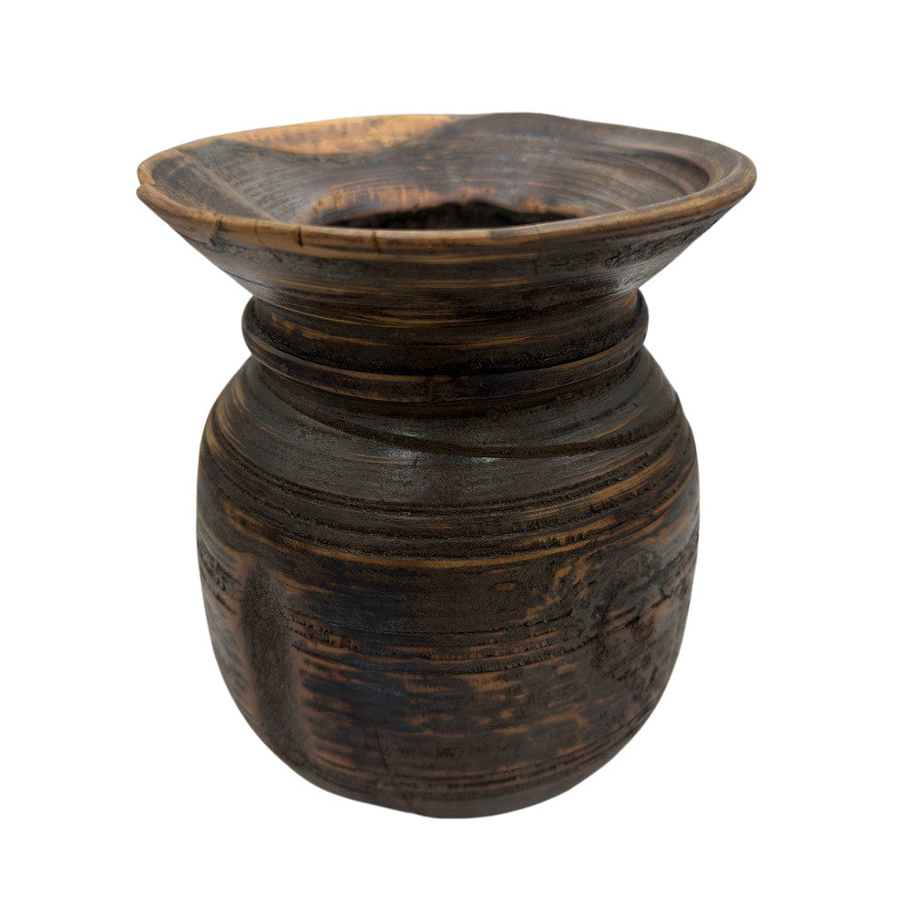 Vintage Indian Wooden Milk Pot - Berbere Imports